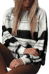 Striped Knit Puff Sleeve Casual Sweater